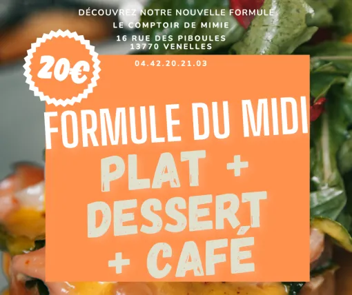 Les formules du midi de la semaine du 10.11 au 14.11, Venelles, Le comptoir de Mimie