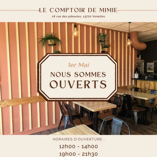 Nous sommes ouvert le 1er Mai !, Venelles, Le comptoir de Mimie