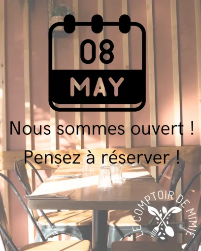 Nous sommes ouvert le 8 Mai, Venelles, Le comptoir de Mimie